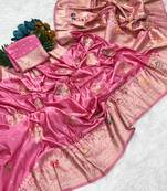 Pink Color Hand Dyed Satin Silk Traditional Saree