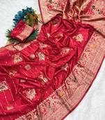 Red Color Hand Dyed Satin Silk Traditional Saree