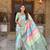 Green faux banarasi silk blend saree with blouse