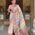 Maroon faux banarasi silk multi colour saree with all over zari weawing design