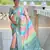 Teal faux banarasi silk blend saree with blouse