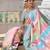 Teal faux banarasi silk blend saree with blouse