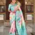 Sea green faux banarasi silk blend multi-colour saree