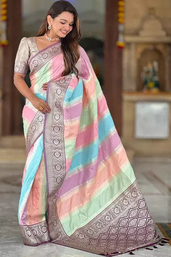 Wine faux banarasi silk blend saree with blouse