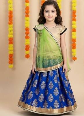 Blue printed cotton stitched lehenga 1