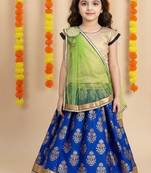 Blue printed cotton stitched lehenga