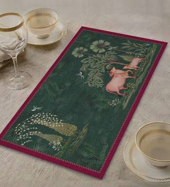 Pichwai Table Mat - Green (set of 2) 1