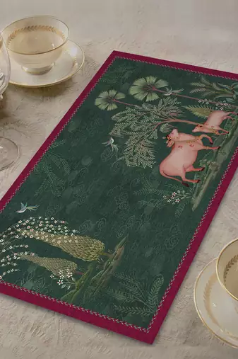 Pichwai Table Mat - Green (set of 2)