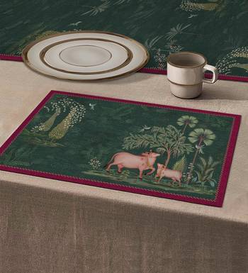 Pichwai Table Mat - Green (set of 2) 2