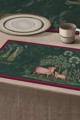 Pichwai Table Mat - Green (set of 2)