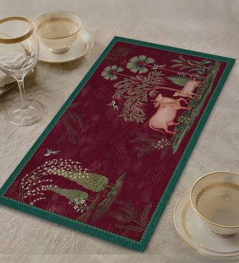 Pichwai Table Mat - Ruby (set of 2) 1