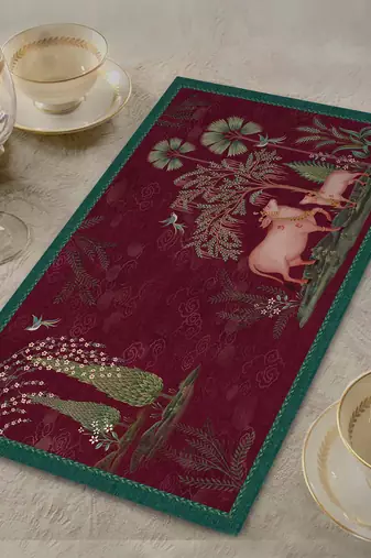 Pichwai Table Mat - Ruby (set of 2)