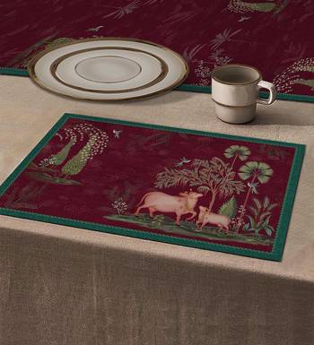 Pichwai Table Mat - Ruby (set of 2) 2