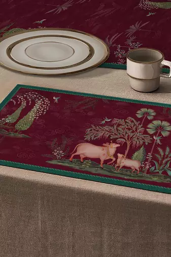 Pichwai Table Mat - Ruby (set of 2)