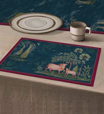 Pichwai Table Mat - Blue (set of 2) 1