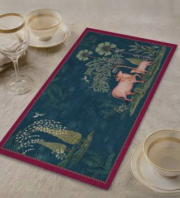 Pichwai Table Mat - Blue (set of 2) 2
