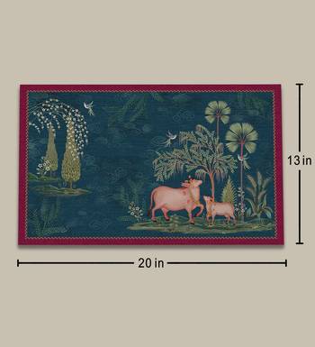Pichwai Table Mat - Blue (set of 2) 3