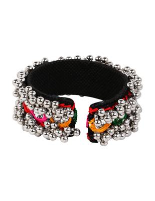 Silver plated traditional vibrant hand embroidered ghungroo kada adjustable bracelet for women (adb573) 5