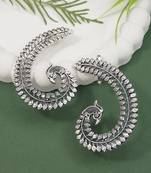 Oxidised peacock design statement ear cuff for women 