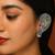Silver plated handcrafted oxidised multicolor floral ear cuff with beaded detailing for women (e3397ox)