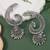 Silver plated oxidised peacock ear cuff with jhumka detailing for women (e3398ox)