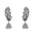 Silver plated oxidised multistone peacock ear cuff with jhumka for women (e3399ox)
