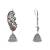 Silver plated oxidised multistone peacock ear cuff with jhumka for women (e3399ox)
