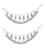 Oxidised plated traditional ear chain with ghungroo drops 