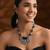 Oxidised silver plated black beads statement necklace with earrings for women (mc230ox)