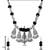 Oxidised silver plated black beads statement necklace with earrings for women (mc230ox)