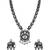 Oxidised elephant motif traditional necklace set with earrings for women (mc234ox)
