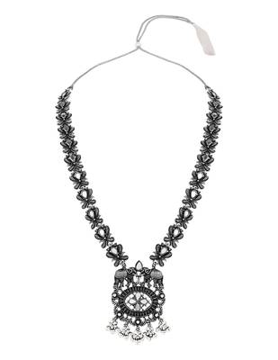 Oxidised elephant motif traditional necklace set with earrings for women  3