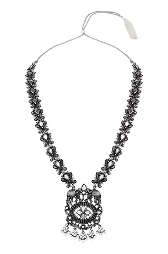 Oxidised elephant motif traditional necklace set with earrings for women 