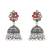 Oxidised silver plated navratri multi stone statement necklace set for women (mc235ox)