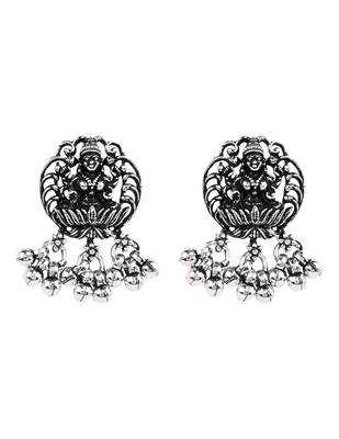 Oxidised silver plated traditional peacock motif necklace set for women  4