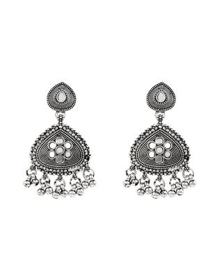Oxidised silver plated traditional statement necklace set with earrings for women  4