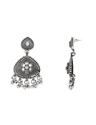 Oxidised silver plated traditional statement necklace set with earrings for women  5
