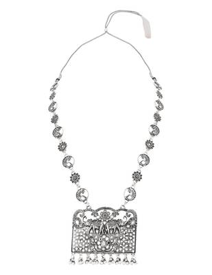 Oxidised rajwadi elephant motif necklace set with earrings for women  3