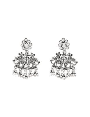 Oxidised rajwadi elephant motif necklace set with earrings for women  4