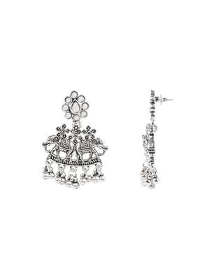 Oxidised rajwadi elephant motif necklace set with earrings for women  5