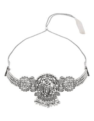 Oxidised krishna motif temple necklace set with earrings for women (mc242ox) 3
