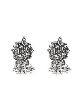 Oxidised krishna motif temple necklace set with earrings for women (mc242ox) 4