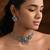 Oxidised silver plated floral pattern traditional necklace set for women (mc244ox)