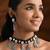 Oxidised shell motif navratri necklace set with earrings for women (mc245ox)