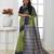 Mehandi color temple border tussar silk print saree with blouse