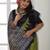 Mehandi color temple border tussar silk print saree with blouse