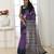 Purple color temple border tussar silk print saree with blouse