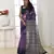 Purple color temple border tussar silk print saree with blouse