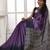 Purple color temple border tussar silk print saree with blouse