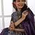 Purple color temple border tussar silk print saree with blouse